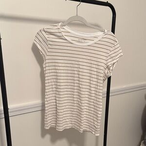 Universal Thread Cream and Brown Striped Tee